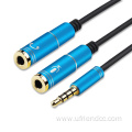 1Male-2Female 3.5mm TRS Stereo Mic/Audio Splitter Cable